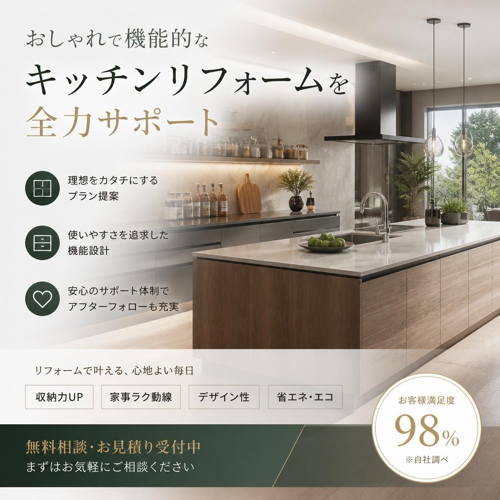 おしゃれで機能的なキッチンリフォームを全力サポート