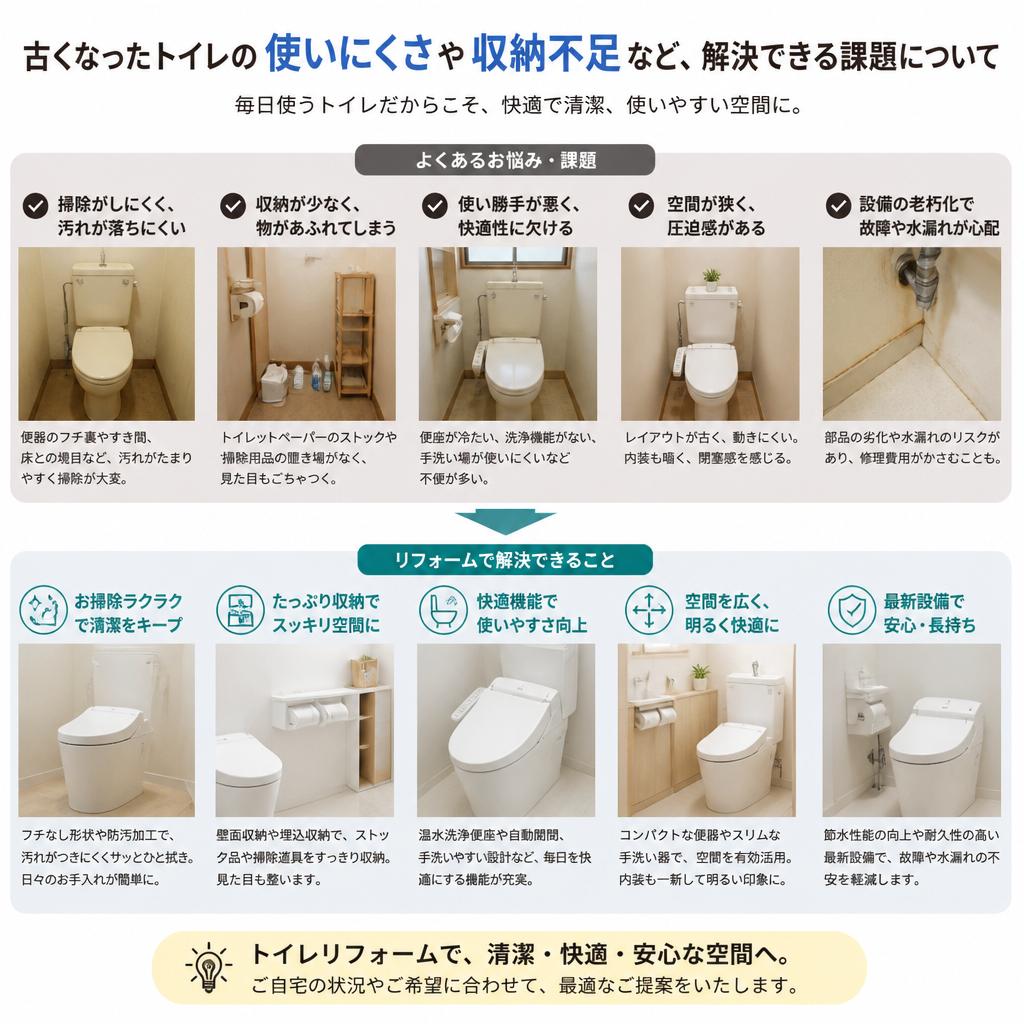 4. よくあるトイレの悩みとリフォームでの解決策