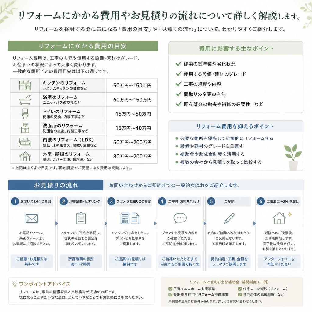 5. リフォームの費用とお見積りについて