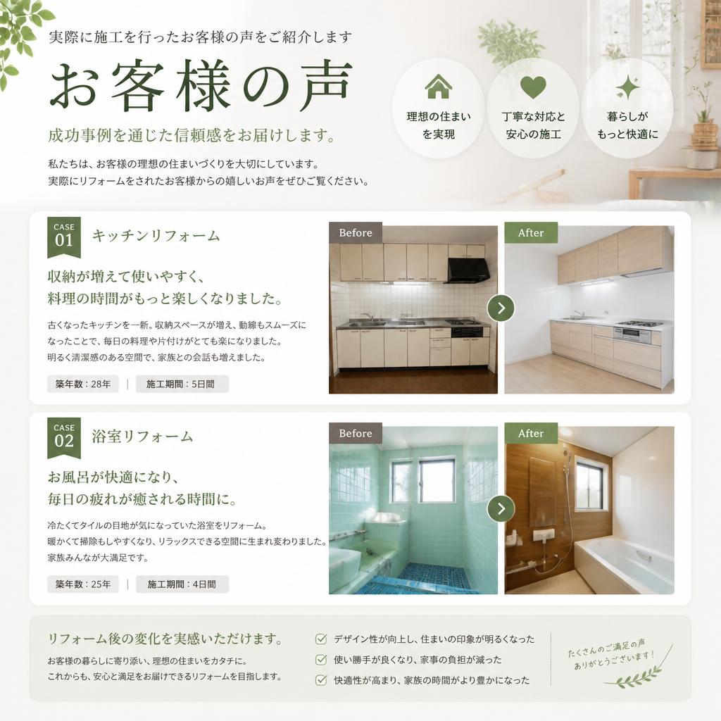 5. お客様の声 - 実際の施工事例